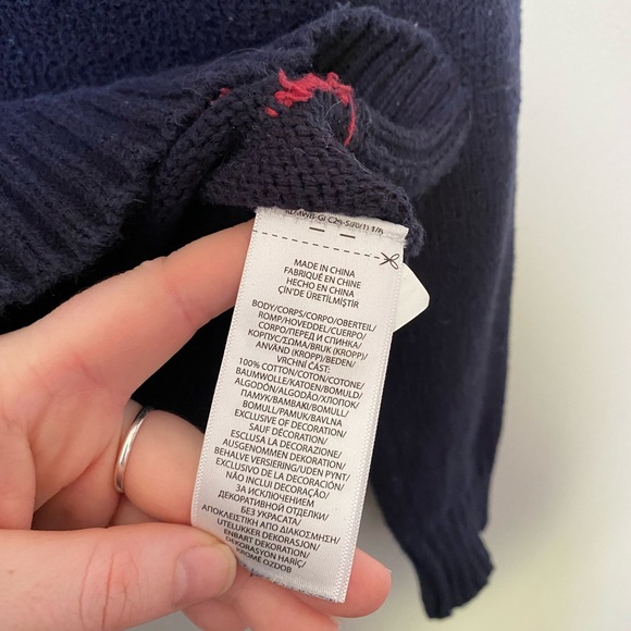 Adorable Polo Ralph Lauren Navy Blue Thick Knitted Embroidered Bear Sweater - Picture 9 of 14